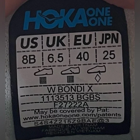 Hoka One One Bondi X CUSHIONED Womens Size 8 Running Shoes Sneakers Blue Glass - Picture 11 of 12